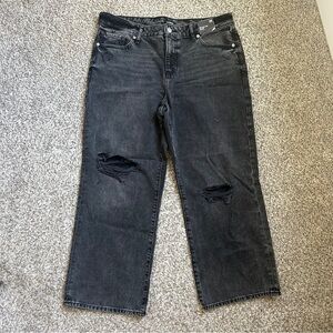 NWT Express 90s Midrise Ankle Boot Black Distressed Jeans Denim Casual 12